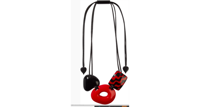 Necklace Acapulca 3 Beads Adjust Red