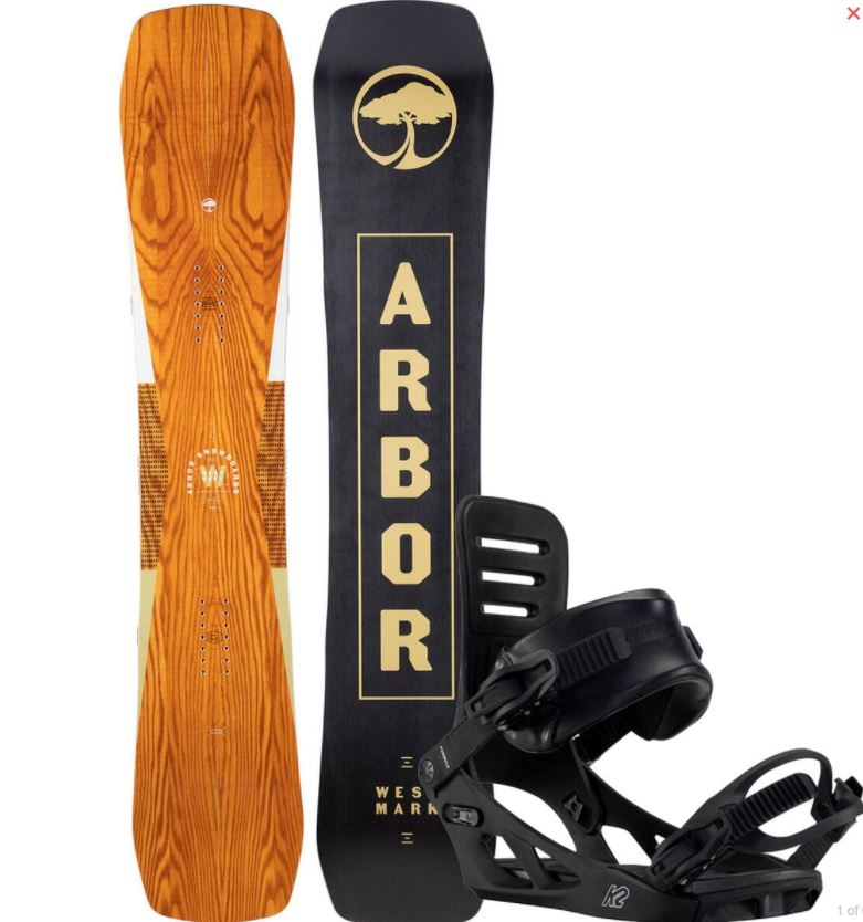 Arbor 2022 Westmark Camber Snowboard with K2 Bindings Deal - Gifts